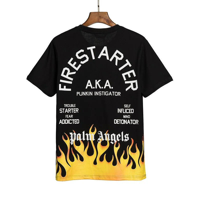 Camiseta Palm Angels Preta Flames Preta